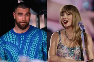 "Travis kelce has become “a different man” since dating Taylor Swift. fans gifted Travis kelce a art work of him ad Taylor.