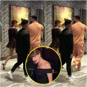 Clout chaser!!! Taylor Swift BLASTED and Roasted for wearing a revealing off shoulder black leather minidress that EXPOSES HER BODY during Las Vegas date trip with her boyfriend Travis Kelce.