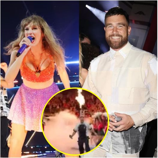 n a touching moment that has captured the hearts of fans worldwide, global music sensation Taylor Swift was seen shedding tears of joy as NFL star Travis Kelce made a surprise epic entrance at her ‘Eras Tour’ show in Paris just five minutes ago. The breaking news of Kelce’s unexpected appearance has left fans in awe of the special bond between the two celebrities. As Swift performed for her adoring fans in Paris, she was overcome with emotion when Kelce made a dramatic entrance onto the stage, stunning the audience with his presence. The sight of Kelce joining Swift on stage brought tears to her eyes, as she was visibly moved by the heartfelt gesture from her close friend.