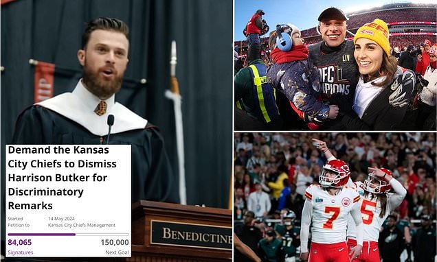 BREAKING NEWS: Backlash against Harrison Butker grows: NFL wades in to say it does NOT support his controversial comments, leaders say he does not represent Kansas City and petition to cut him from Chiefs surges past 80,000